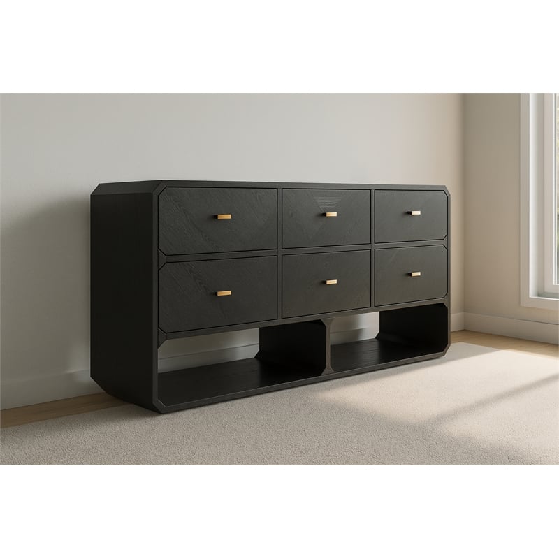 Meridian Furniture Parker Black Ash Veneer Dresser