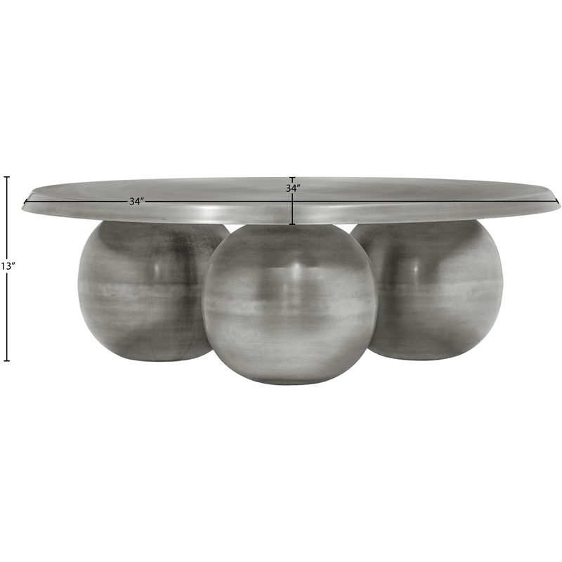 Meridian Furniture Globus Silver Iron Metal Coffee Table