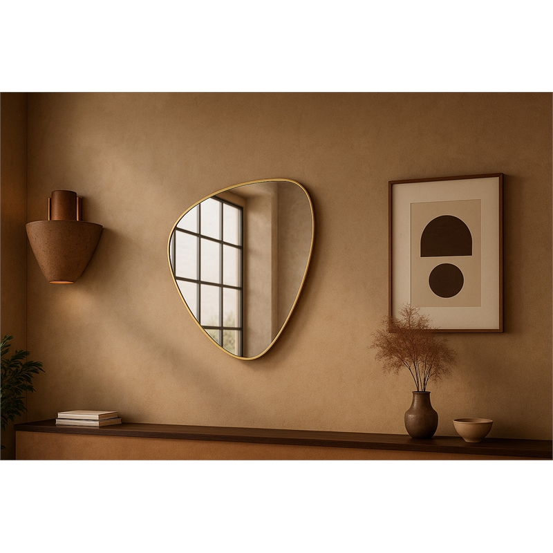 Meridian Furniture Finch Brushed Gold Iron Metal Frame Mirror