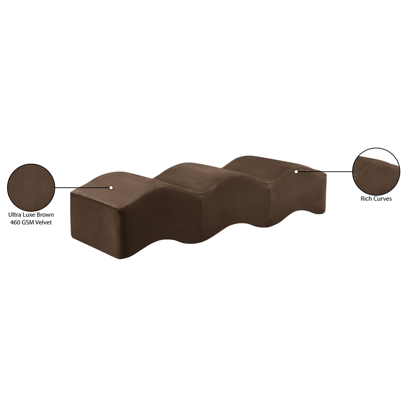 Meridian Furniture Wave Brown Velvet Bench