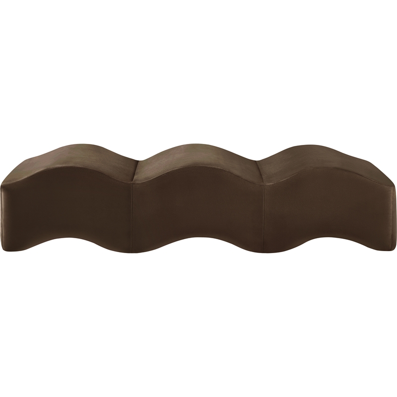Meridian Furniture Wave Brown Velvet Bench
