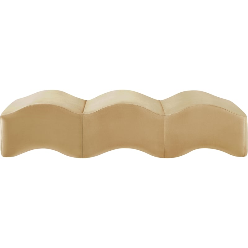 Meridian Furniture Wave Camel Velvet Bench