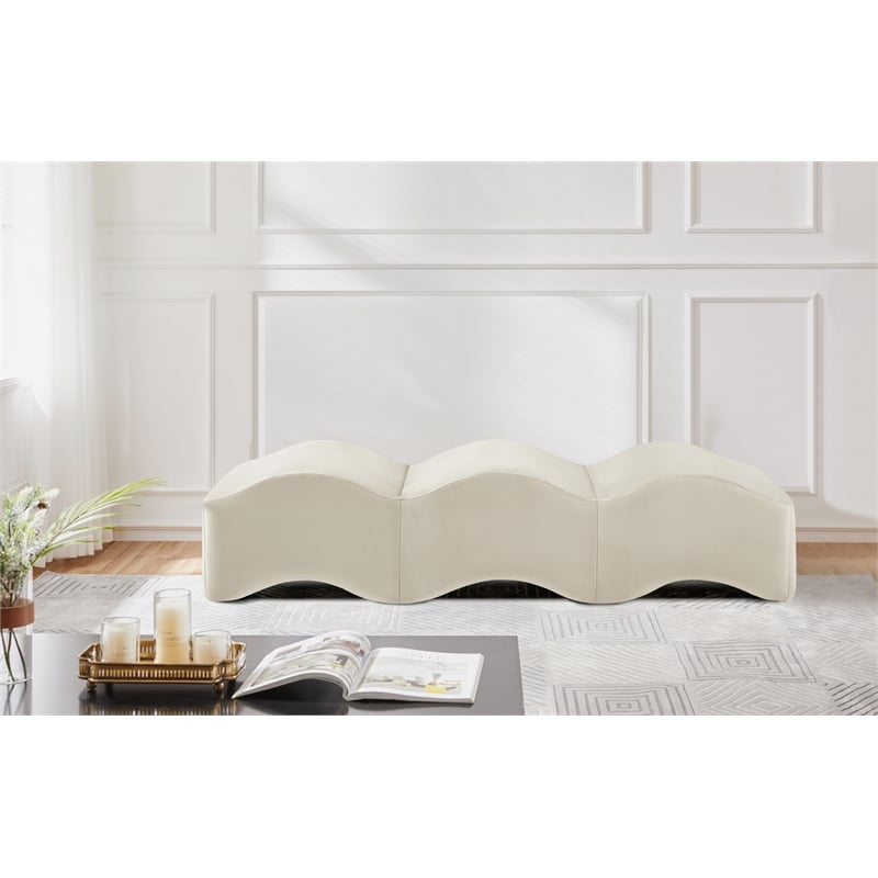 Meridian Furniture Wave Cream Velvet Bench