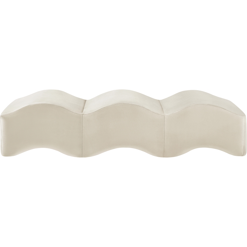 Meridian Furniture Wave Cream Velvet Bench