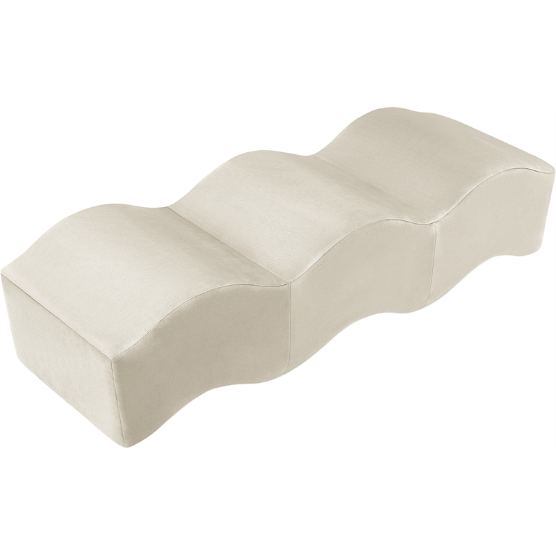 Meridian Furniture Wave Cream Velvet Bench