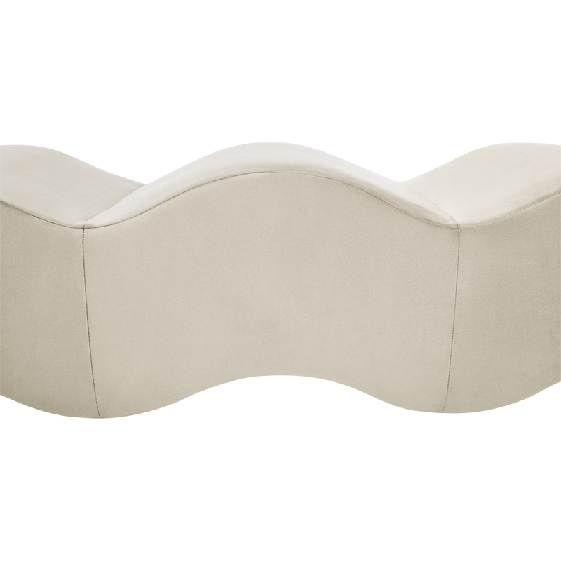 Meridian Furniture Wave Cream Velvet Bench