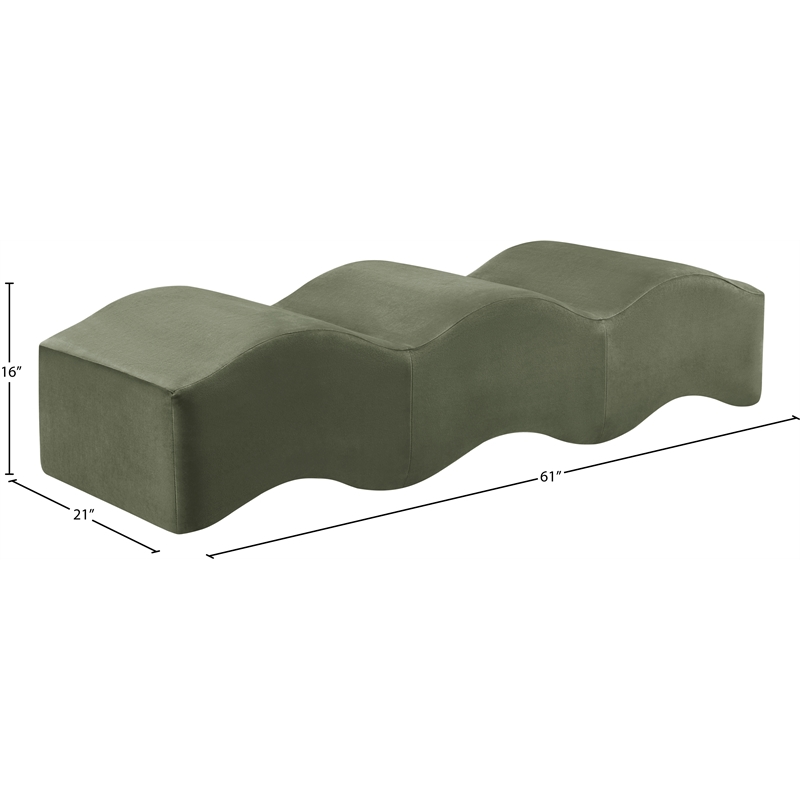 Meridian Furniture Wave Green Velvet Bench
