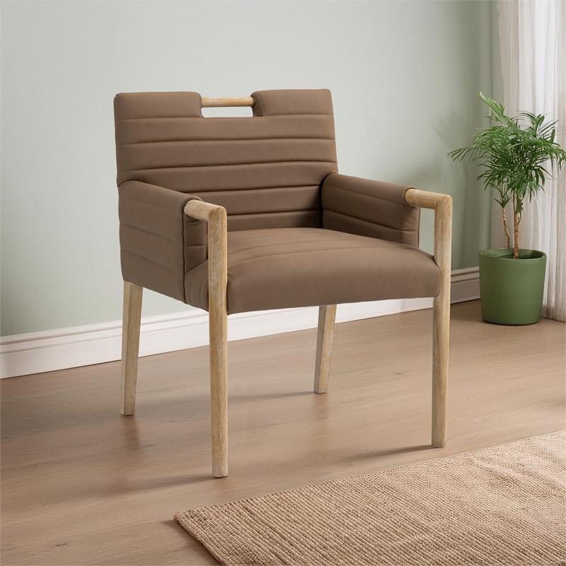 Meridian Furniture Aimee Brown Vegan Leather Dining Arm Chair