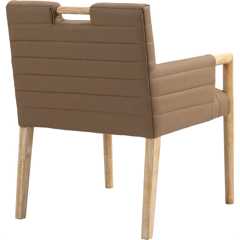 Meridian Furniture Aimee Brown Vegan Leather Dining Arm Chair