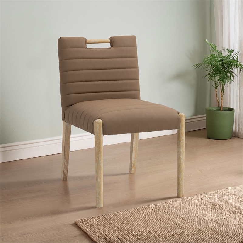 Meridian Furniture Aimee Brown Vegan Leather Dining Side Chair (Set of 2)