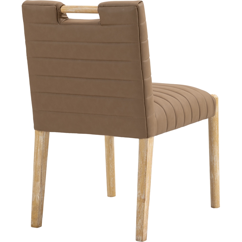 Meridian Furniture Aimee Brown Vegan Leather Dining Side Chair (Set of 2)