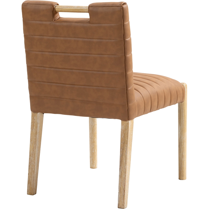 Meridian Furniture Aimee Cognac Vegan Leather Dining Side Chair (Set of 2)