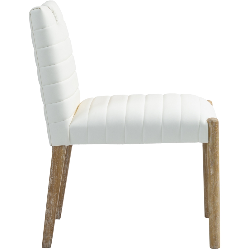 Meridian Furniture Aimee Cream Vegan Leather Dining Side Chair (Set of 2)