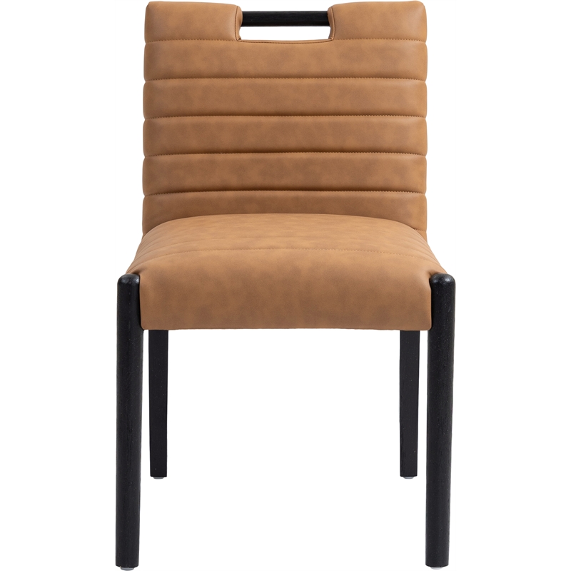 Meridian Furniture Aimee Cognac Vegan Leather Dining Side Chair (Set of 2)