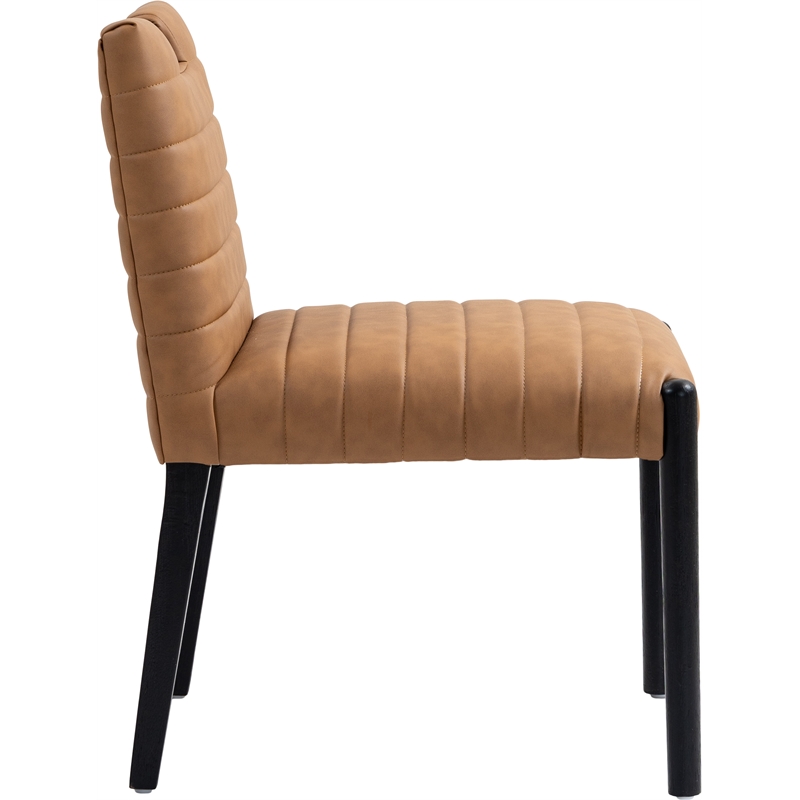 Meridian Furniture Aimee Cognac Vegan Leather Dining Side Chair (Set of 2)