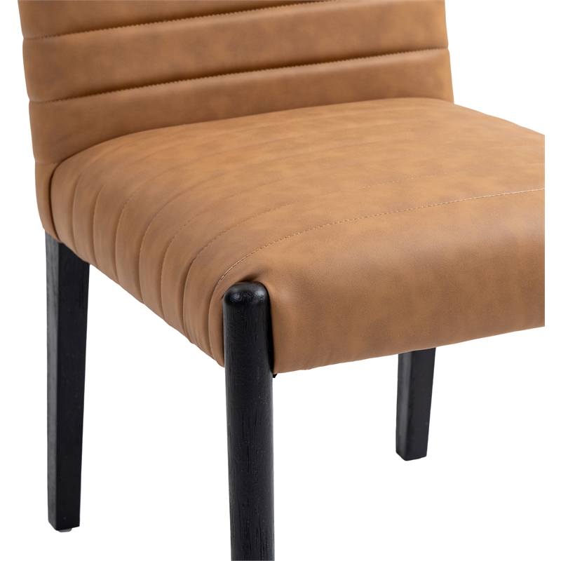 Meridian Furniture Aimee Cognac Vegan Leather Dining Side Chair (Set of 2)