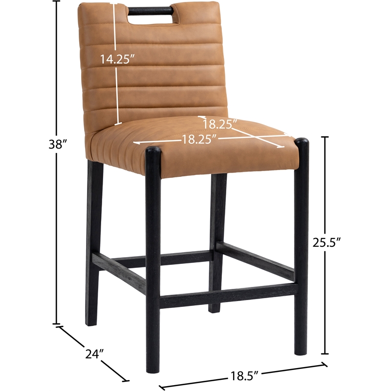 Meridian Furniture Aimee Cognac Vegan Leather Counter Stool