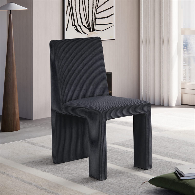 Meridian Furniture Benson Black Microsuede Corduroy Dining Chair (Set of 2)