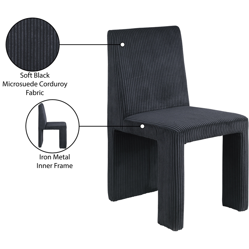 Meridian Furniture Benson Black Microsuede Corduroy Dining Chair (Set of 2)
