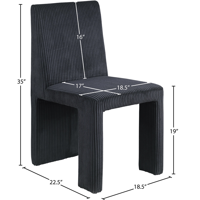 Meridian Furniture Benson Black Microsuede Corduroy Dining Chair (Set of 2)