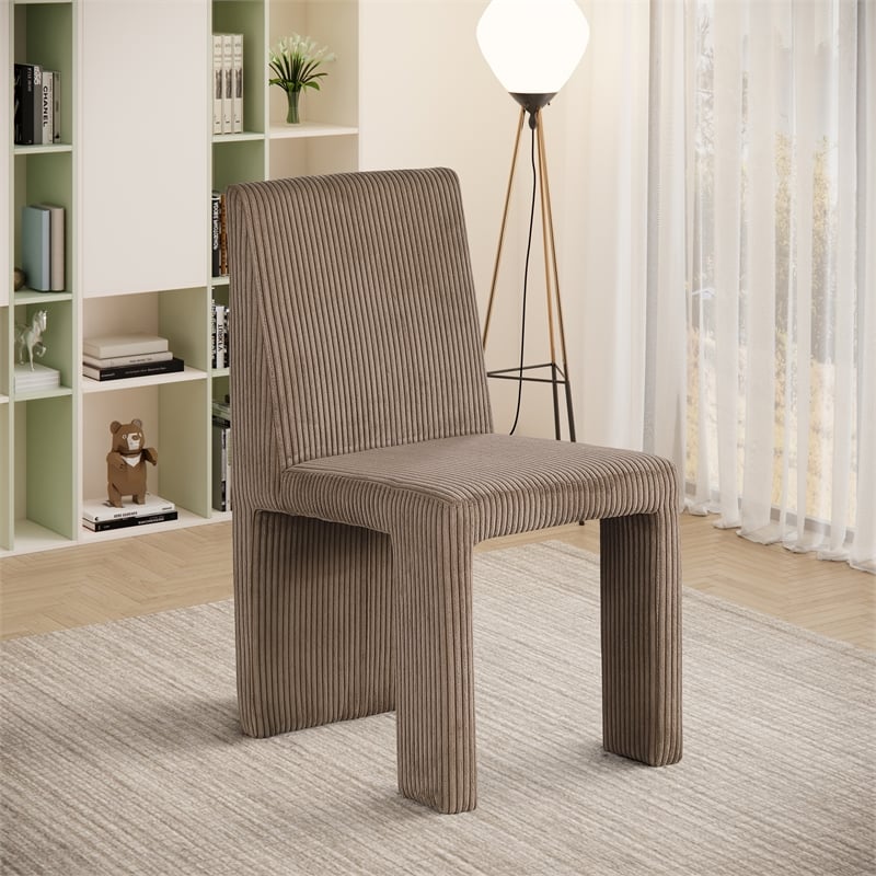 Meridian Furniture Benson Brown Microsuede Corduroy Dining Chair (Set of 2)