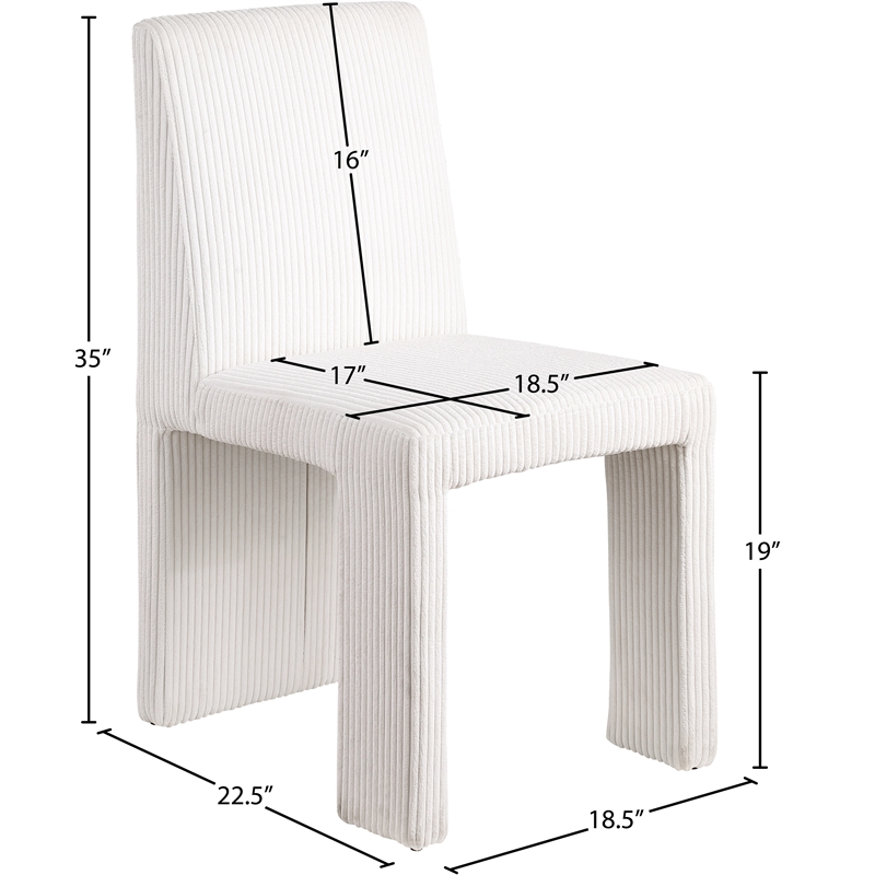 Meridian Furniture Benson Cream Microsuede Corduroy Dining Chair (Set of 2)