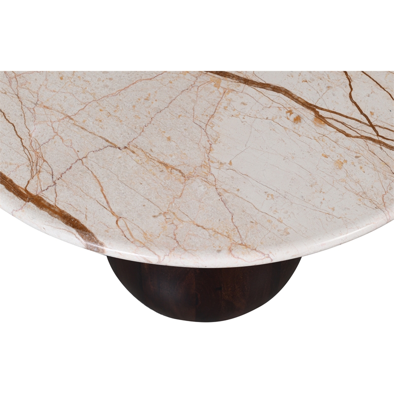 Meridian Furniture Treviso Beige Marble and Mango Wood Coffee Table