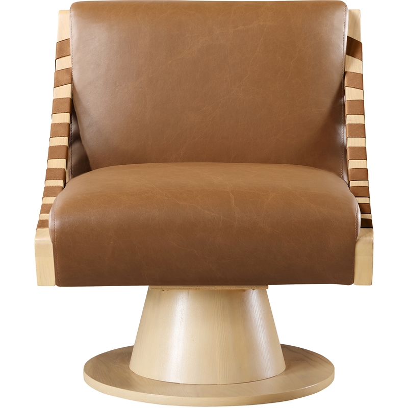 Meridian Furniture Millwin Cognac Vegan Leather Swivel Accent Chair
