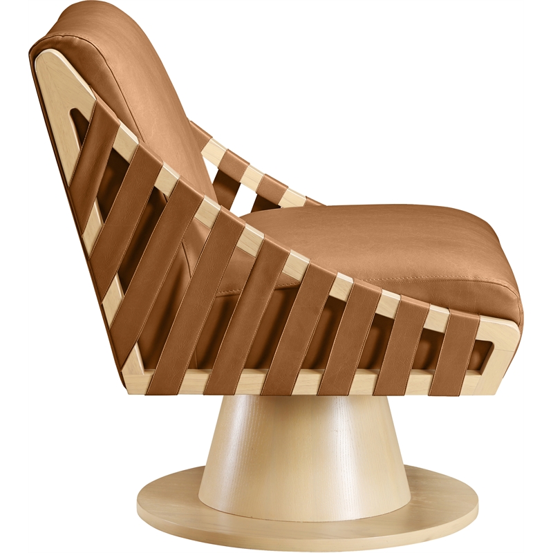 Meridian Furniture Millwin Cognac Vegan Leather Swivel Accent Chair