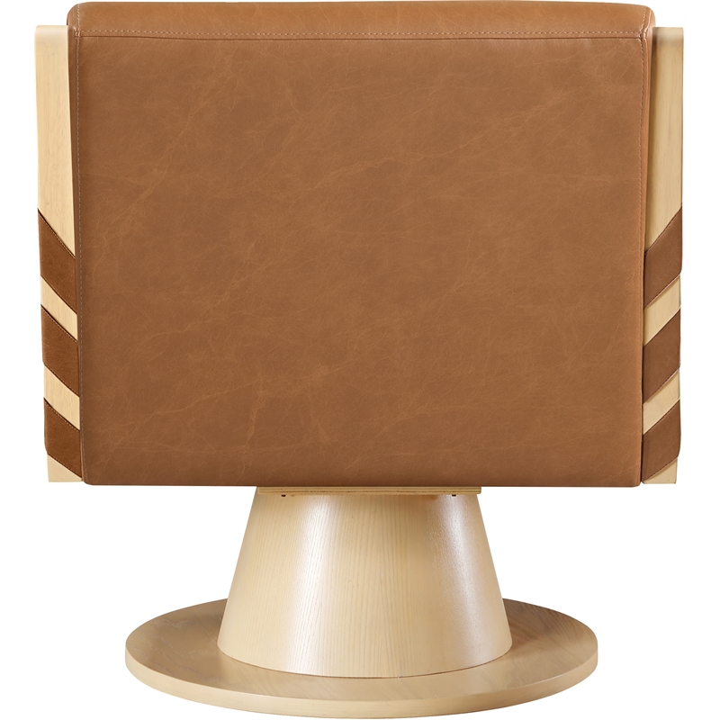 Meridian Furniture Millwin Cognac Vegan Leather Swivel Accent Chair