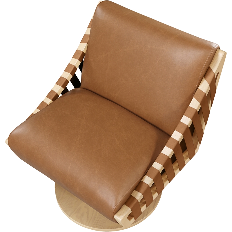Meridian Furniture Millwin Cognac Vegan Leather Swivel Accent Chair