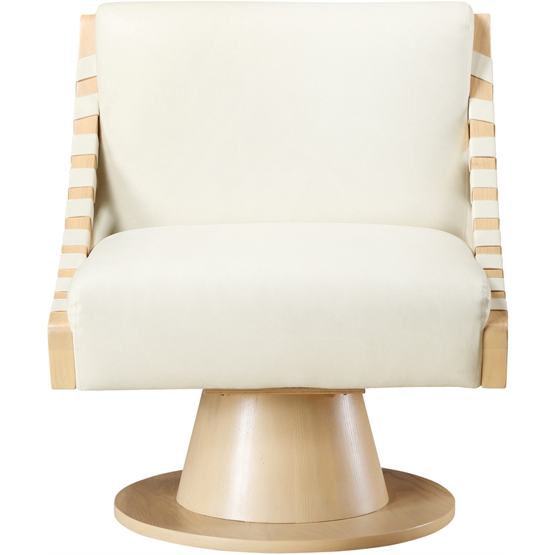 Meridian Furniture Millwin Cream Vegan Leather Swivel Accent Chair