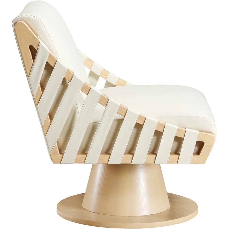 Meridian Furniture Millwin Cream Vegan Leather Swivel Accent Chair