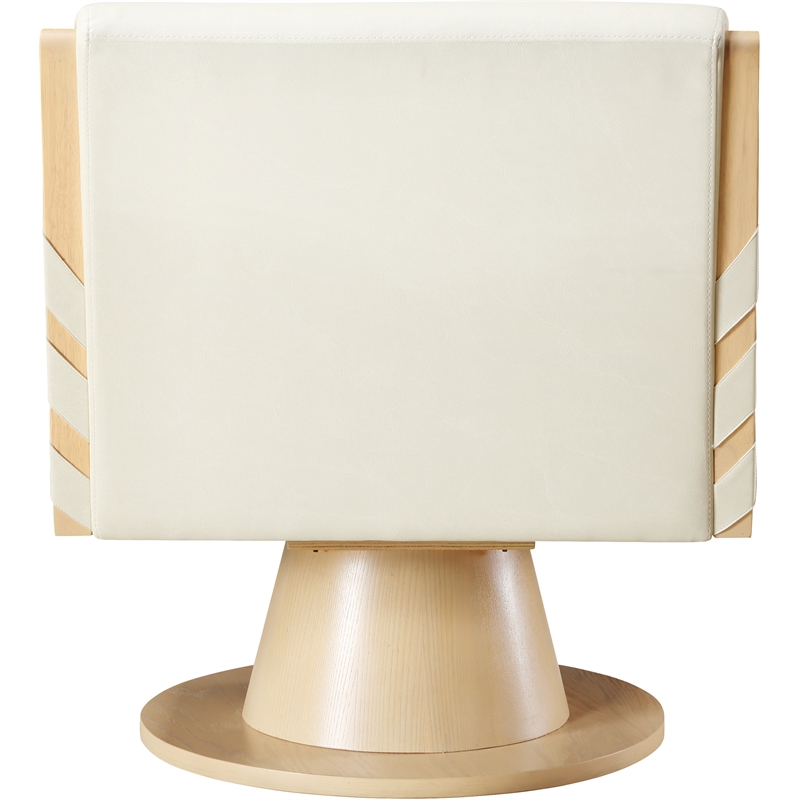 Meridian Furniture Millwin Cream Vegan Leather Swivel Accent Chair