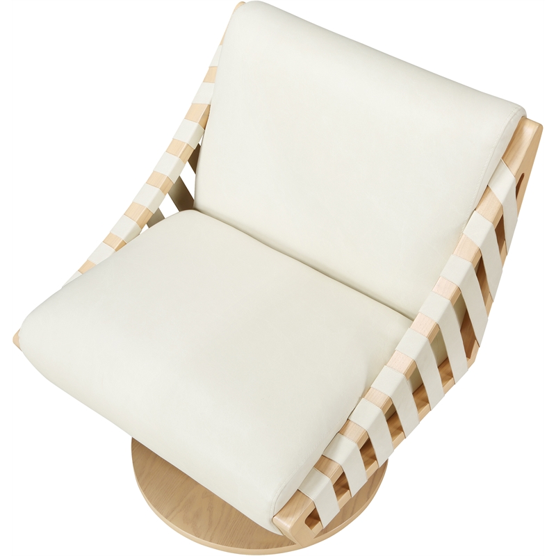 Meridian Furniture Millwin Cream Vegan Leather Swivel Accent Chair