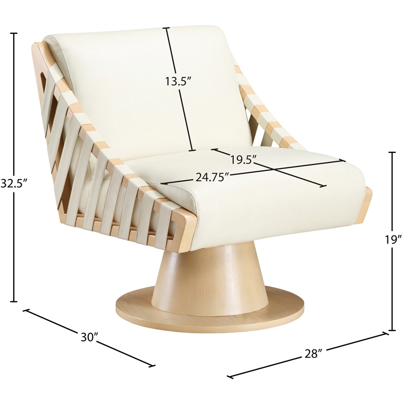 Meridian Furniture Millwin Cream Vegan Leather Swivel Accent Chair