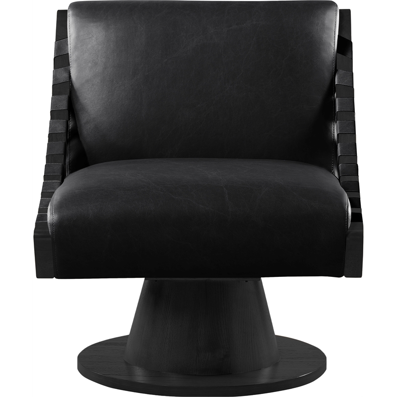Meridian Furniture Millwin Black Vegan Leather Swivel Accent Chair