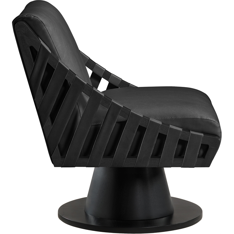 Meridian Furniture Millwin Black Vegan Leather Swivel Accent Chair