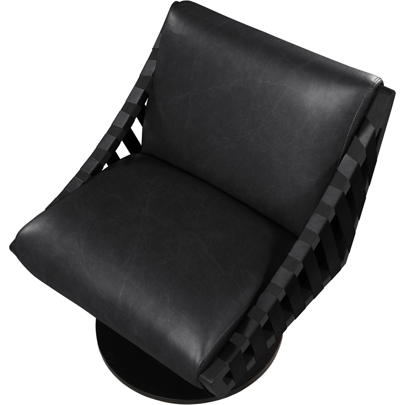 Meridian Furniture Millwin Black Vegan Leather Swivel Accent Chair