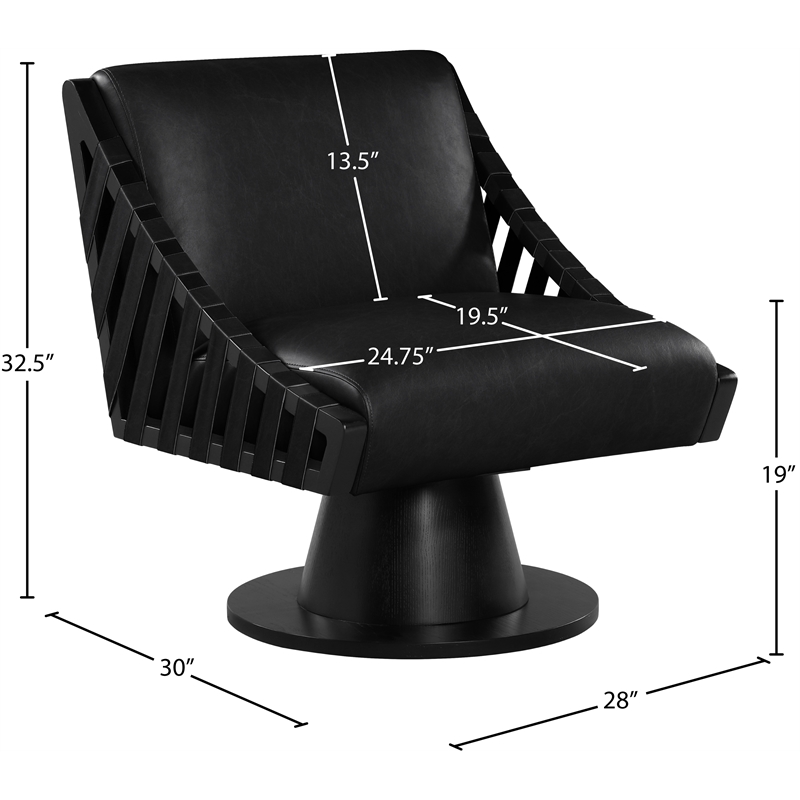 Meridian Furniture Millwin Black Vegan Leather Swivel Accent Chair