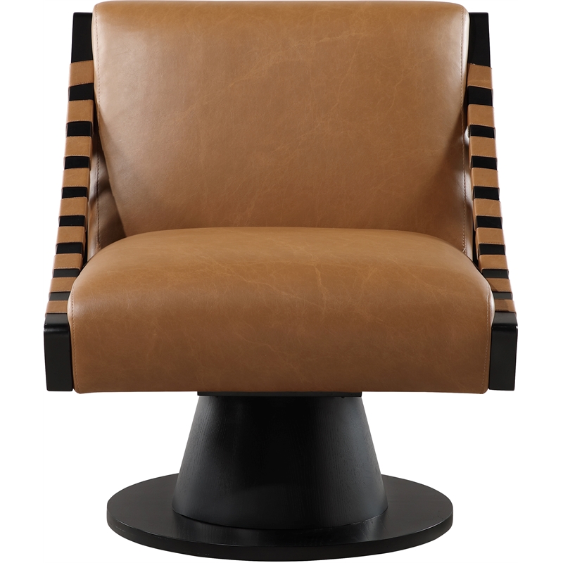 Meridian Furniture Millwin Cognac Vegan Leather Swivel Accent Chair