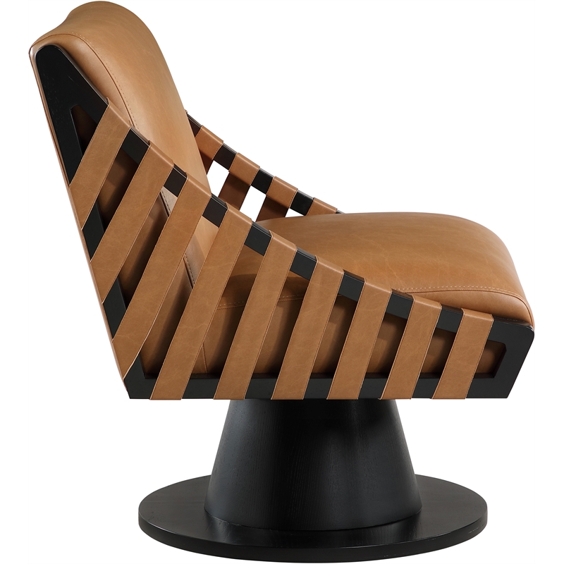 Meridian Furniture Millwin Cognac Vegan Leather Swivel Accent Chair
