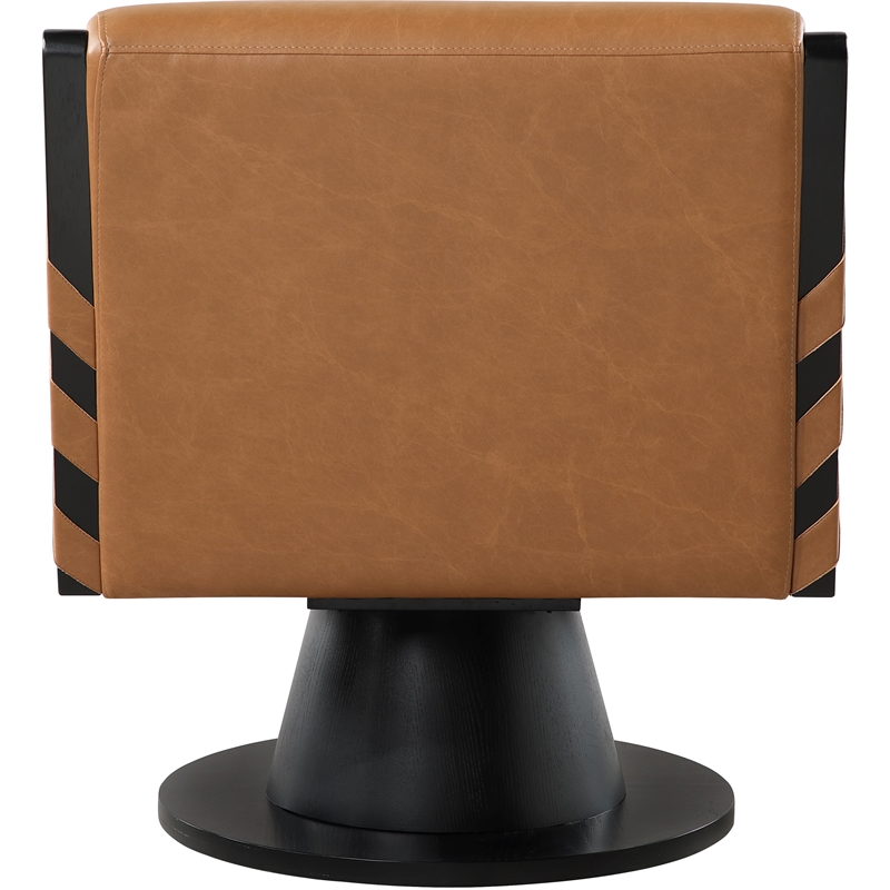 Meridian Furniture Millwin Cognac Vegan Leather Swivel Accent Chair