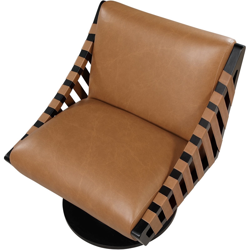 Meridian Furniture Millwin Cognac Vegan Leather Swivel Accent Chair