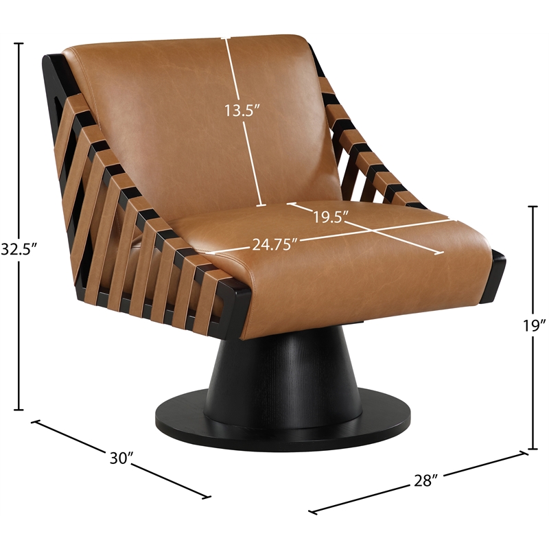 Meridian Furniture Millwin Cognac Vegan Leather Swivel Accent Chair