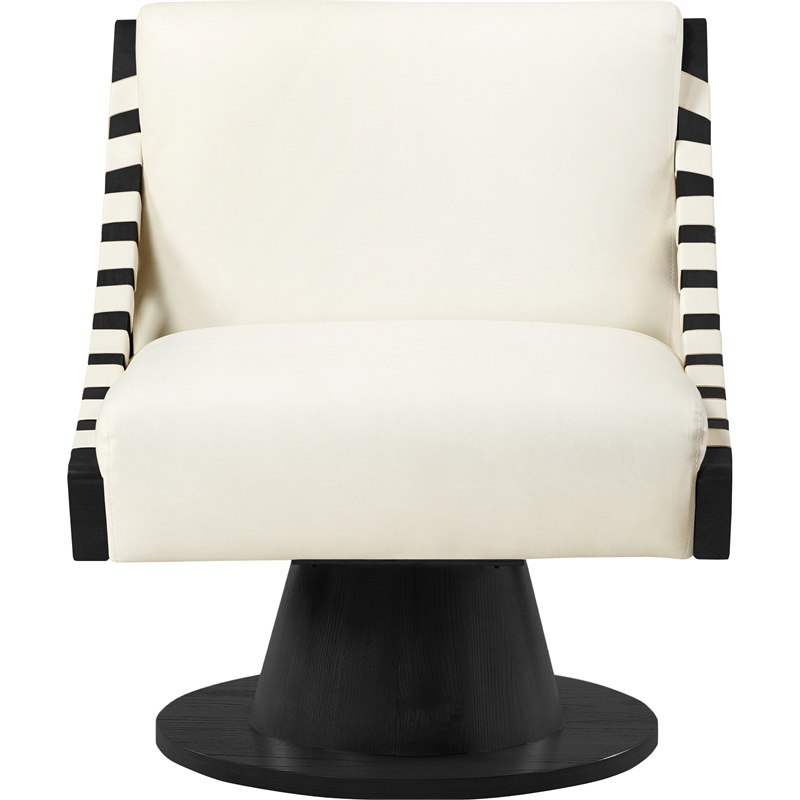 Meridian Furniture Millwin Cream Vegan Leather Swivel Accent Chair