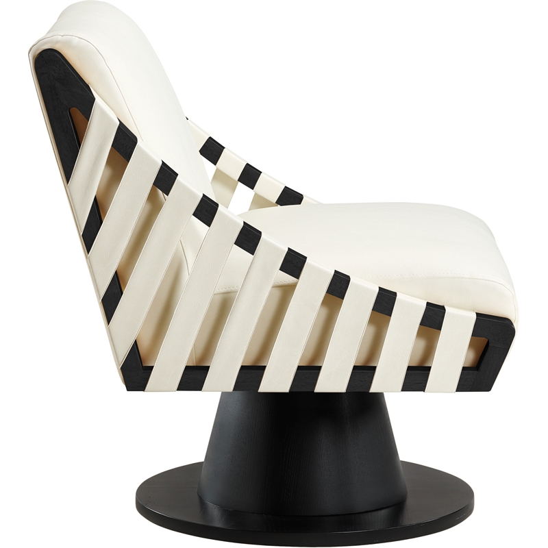 Meridian Furniture Millwin Cream Vegan Leather Swivel Accent Chair