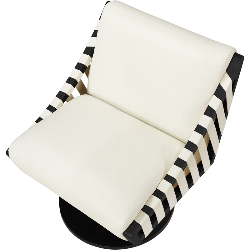 Meridian Furniture Millwin Cream Vegan Leather Swivel Accent Chair