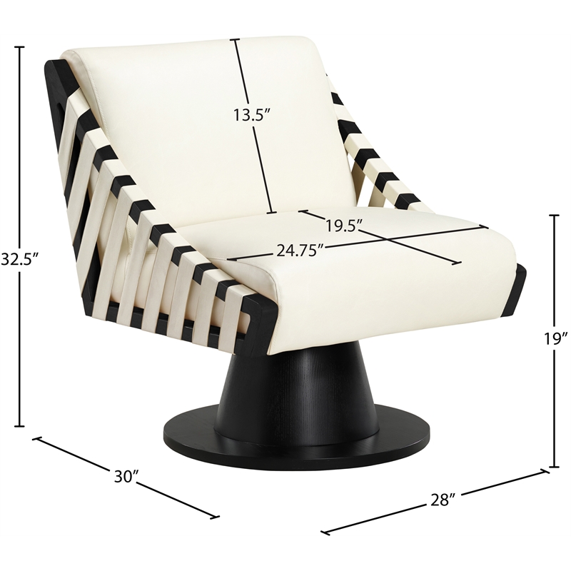 Meridian Furniture Millwin Cream Vegan Leather Swivel Accent Chair