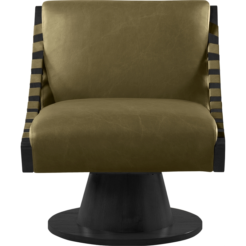 Meridian Furniture Millwin Olive Vegan Leather Swivel Accent Chair